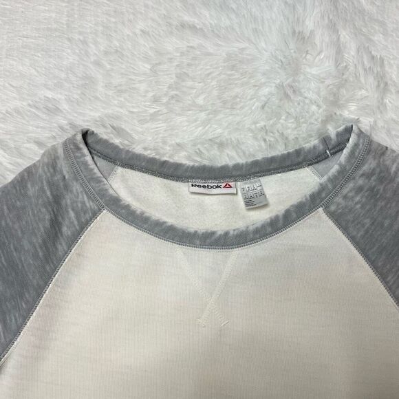 REEBOK White Grey Scoop Neck Cotton Hoodie Sweatshirt Size Medium - Picture 4 of 9